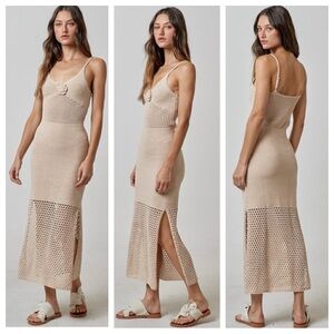 LaLavon Rosette Crochet Midi Dress Large